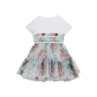 Guess Рокля с тюл и къс ръкав момиче