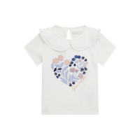 Guess Бяла тениска с къс ръкав с ефектна яка момиче