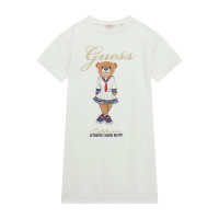 Guess Бяла рокля с къс ръкав момиче