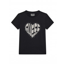 Guess Черна тениска с къс ръкав момиче