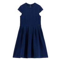 Guess Синя релефна рокляс къс ръкав момиче