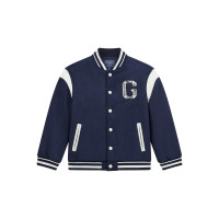 Guess Синьо яке от изкуствен велур с дълъг ръкав момче