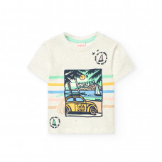 Boboli Бяла памучна тениска Бебе момче