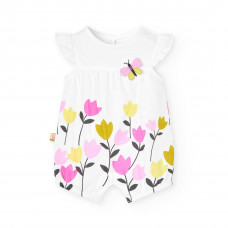 Boboli Памучен гащеризон с принт Бебе момиче