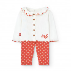 Boboli Бял памучен комплект 2 части Бебе момиче