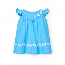 Boboli Ленена рокля двуцветна Бебе момиче