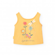 Boboli Жълта памучна тениска Бебе момиче