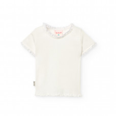 Boboli Бяла памучна тениска Бебе момиче