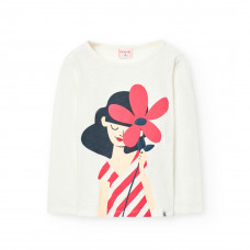 Boboli Памучна блуза с дълъг ръкав Момиче