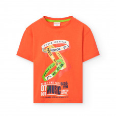 Boboli Оранжева памучна тениска Момче