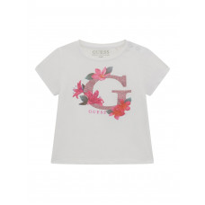 Guess Бяла тениска с къс ръкав бебе момиче