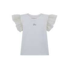 Guess Бяла тениска с къс ръкав с волани момиче Guess Бяла тениска с къс ръкав с волани момиче