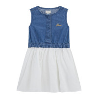 Guess Рокля с къс ръкав смесен плат момиче