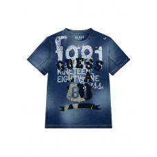 Guess Синя тениска с индиго джърси и с къс ръкав момче