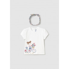 MAYORAL Бяла тениска с къс ръкав и диадема бебе  момиче