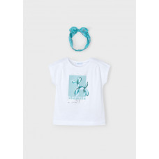 MAYORAL Бяла тениска ''bestie'' с лента за глава момиче