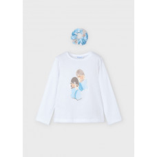 MAYORAL Бяла блуза с дълъг ръкав и скрънчи момиче