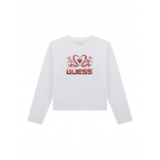Guess Бяла блуза с дълъг ръкав момиче