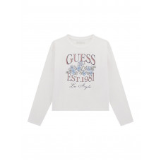 Guess Бяла блуза с дълъг ръкав момиче