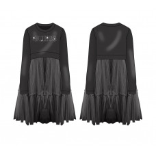 Guess Черна рокля с дълъг ръкав момиче