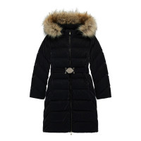 Guess Черно дълго яке с истински пух момиче