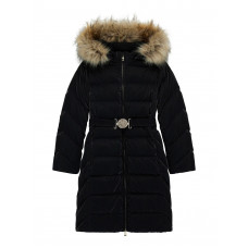 Guess Черно дълго яке с истински пух момиче