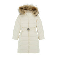 Guess Дълго бяло яке с истински пух момиче