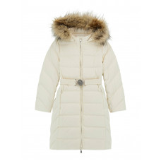 Guess Дълго бяло яке с истински пух момиче